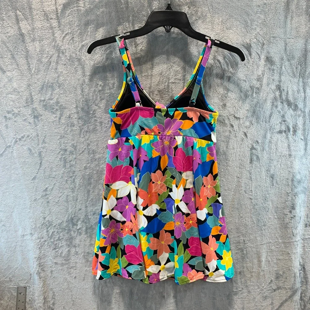 Macys Floral Tie Front Swim Dress Multicolor One Piece Swimsuit 8 60200106